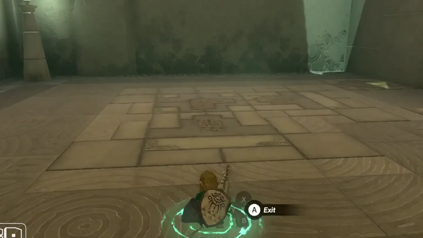 Link emerging through the floor of the upper room after Ascend