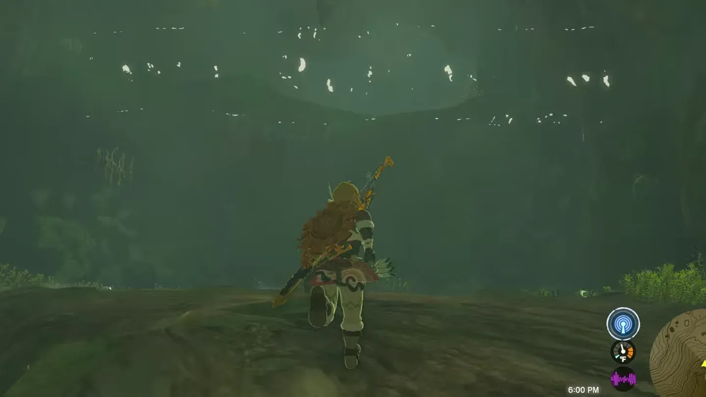 Link running into the dim Lanayru Road East Cave