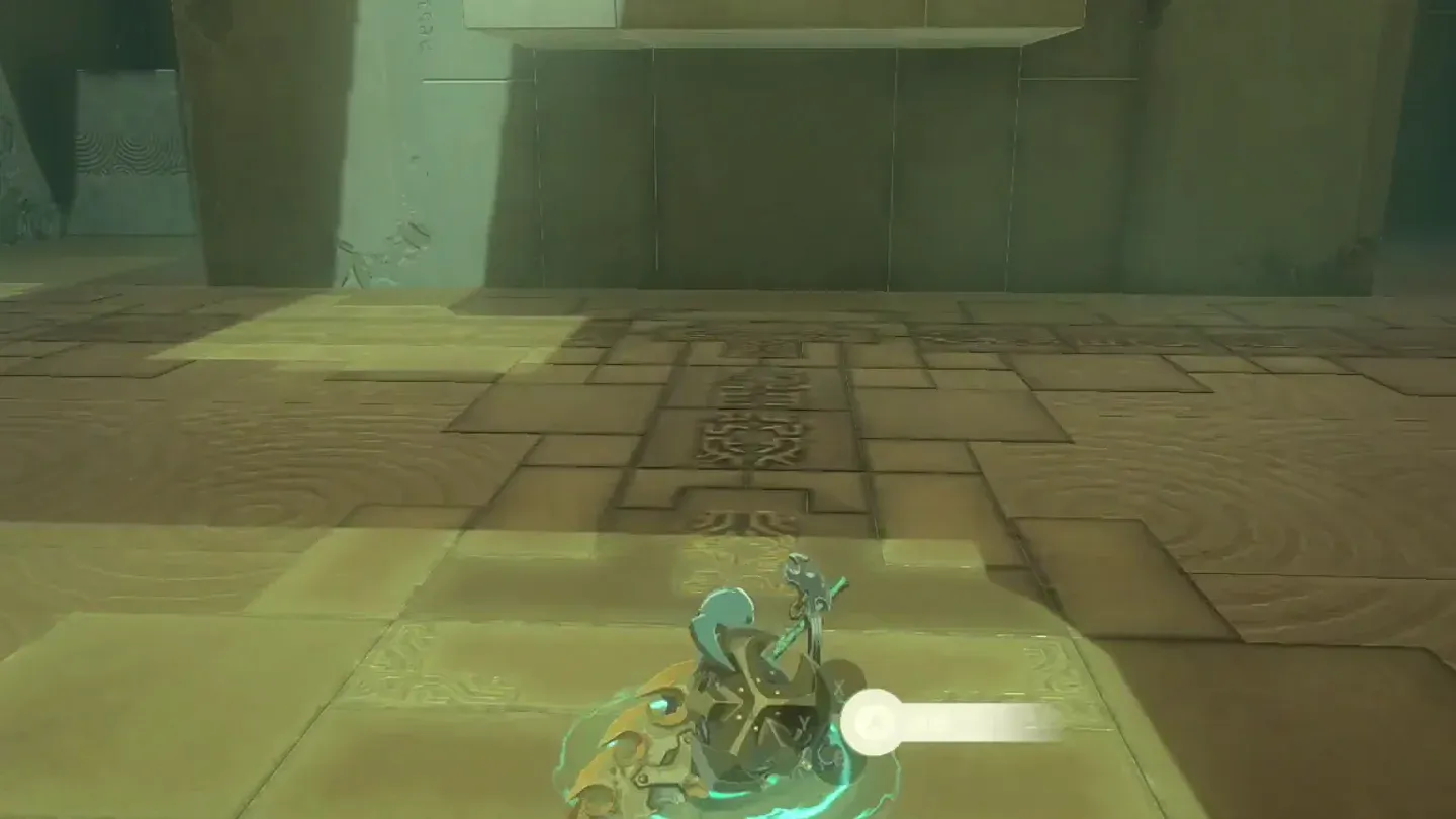 Link under the first ledge with the Ascend glow around him
