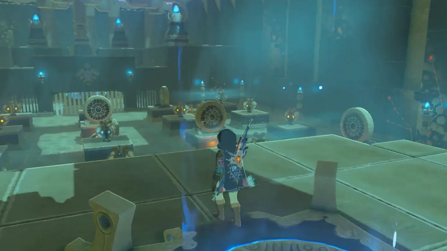 The central chamber with fans and propellers on stone blocks