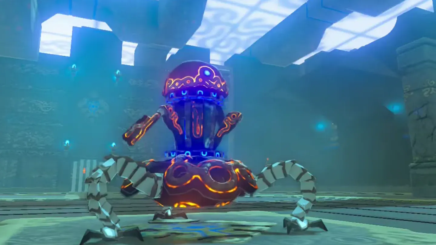 A spear-wielding Guardian Scout rising in the middle of the arena