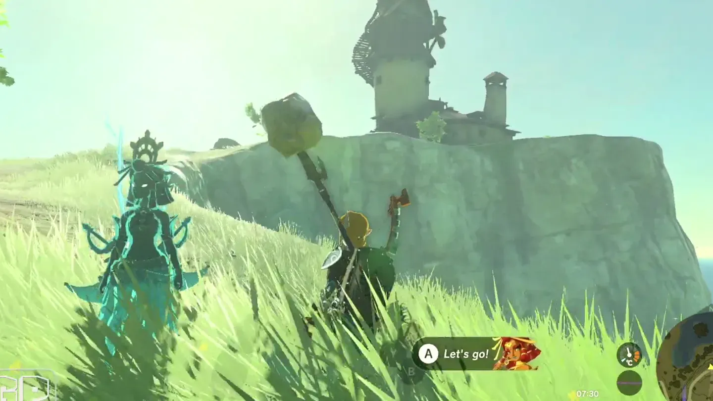 The Hateno Ancient Tech Lab on top of the cliff