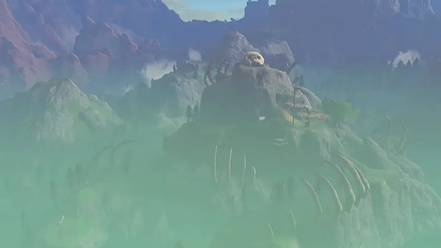 The giant skull on top of the mountain above Bone Pond East Cave