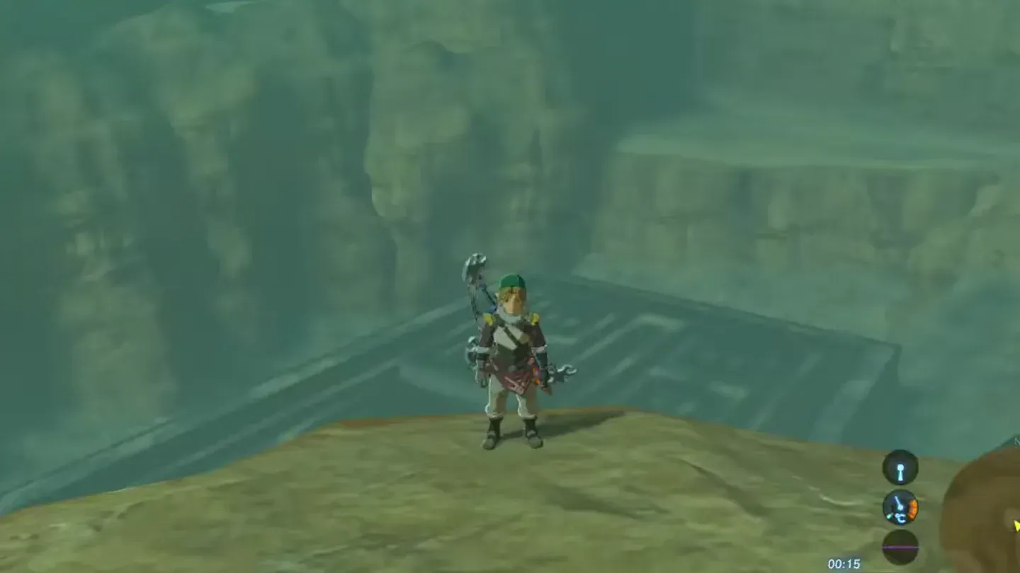 Link standing above the walls of the South Lomei Labyrinth