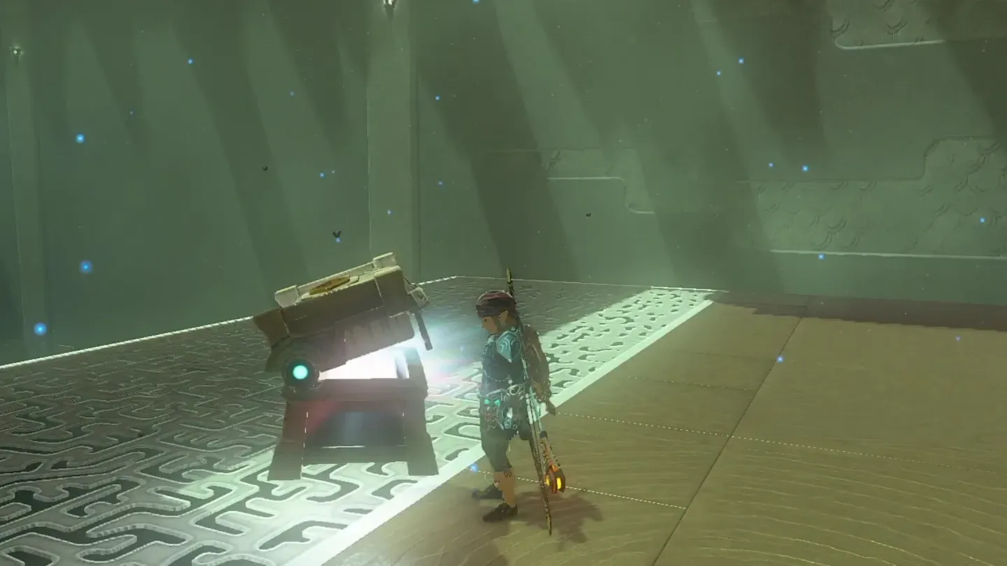 Link opening a chest on the second platform