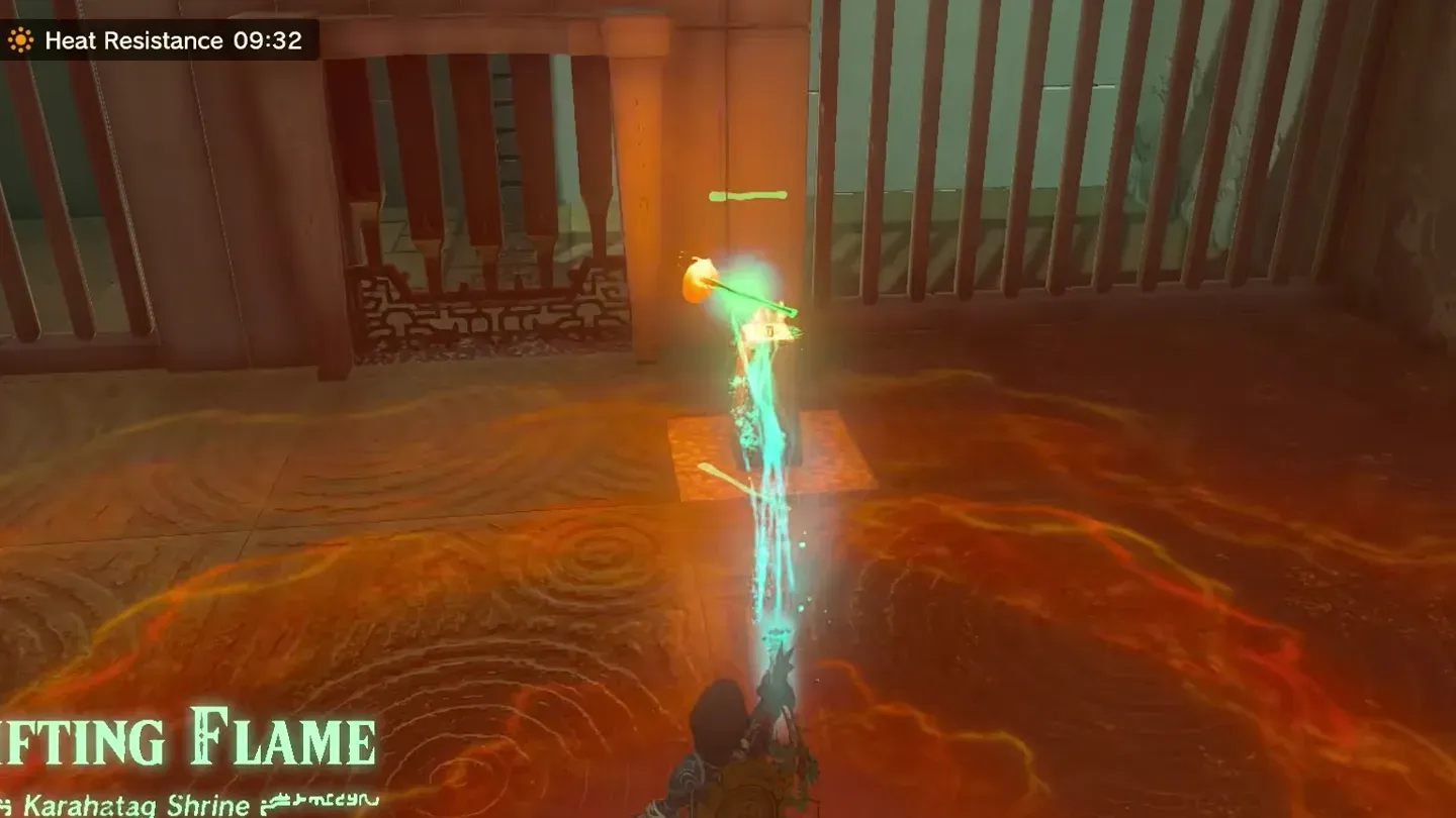 Ultrahand lifting a lit torch up to the hollow chamber overhead