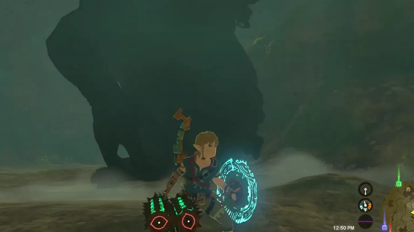 Link with the Recall ring beside the downed Hinox