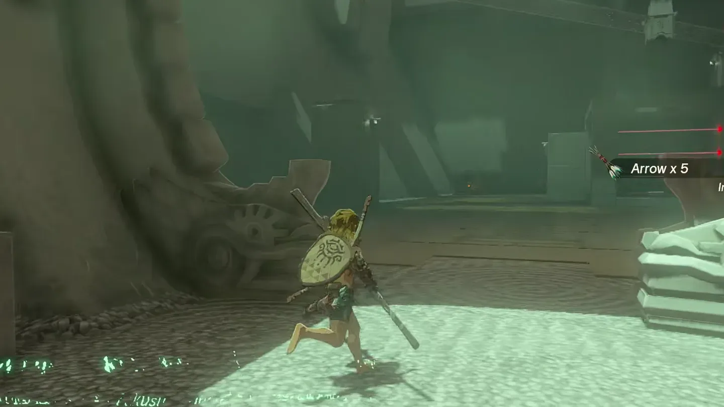 Link picking up the supplied arrows at the shrine entrance