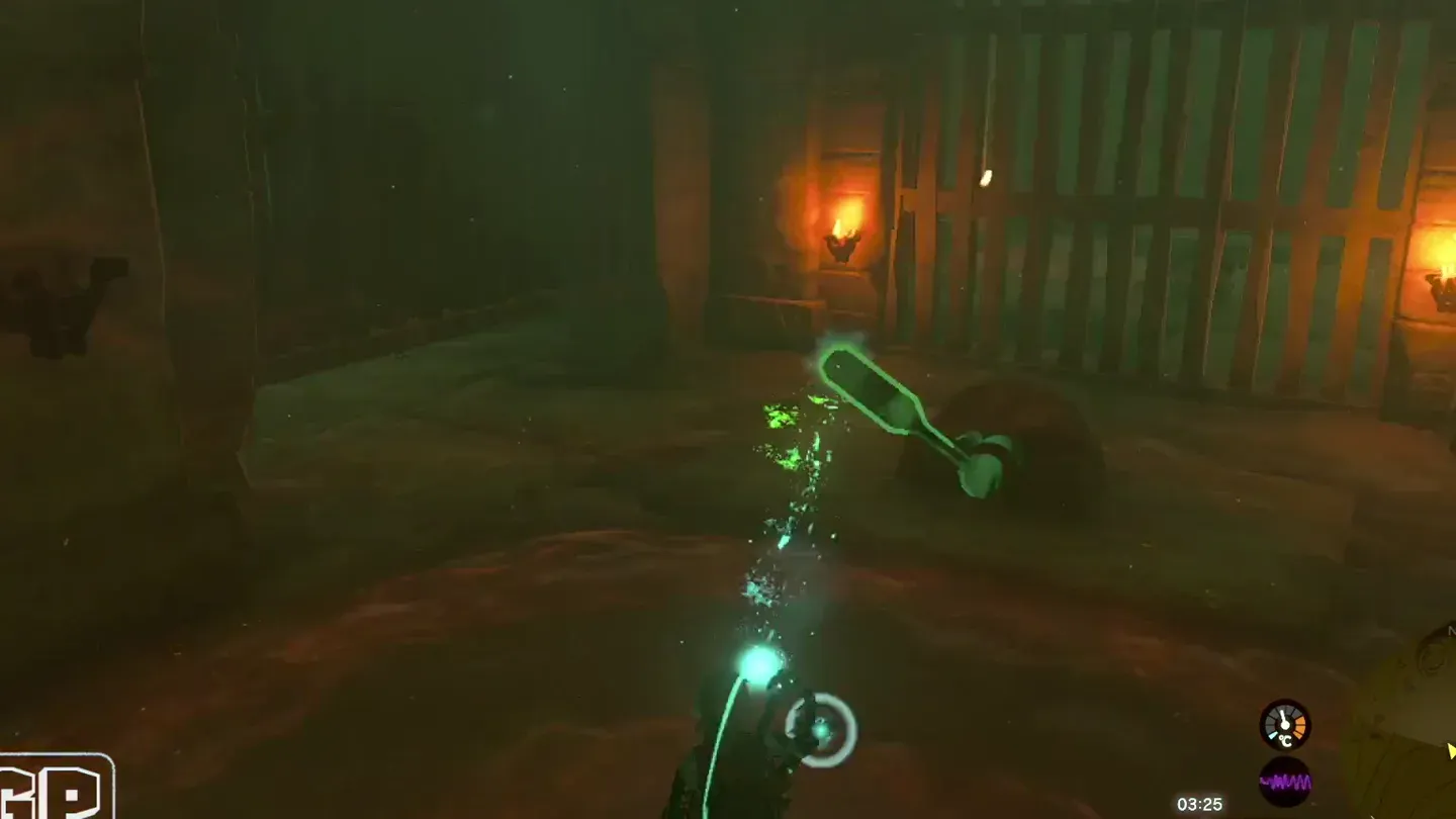 Link grabbing the next lever with Ultrahand in front of a gate