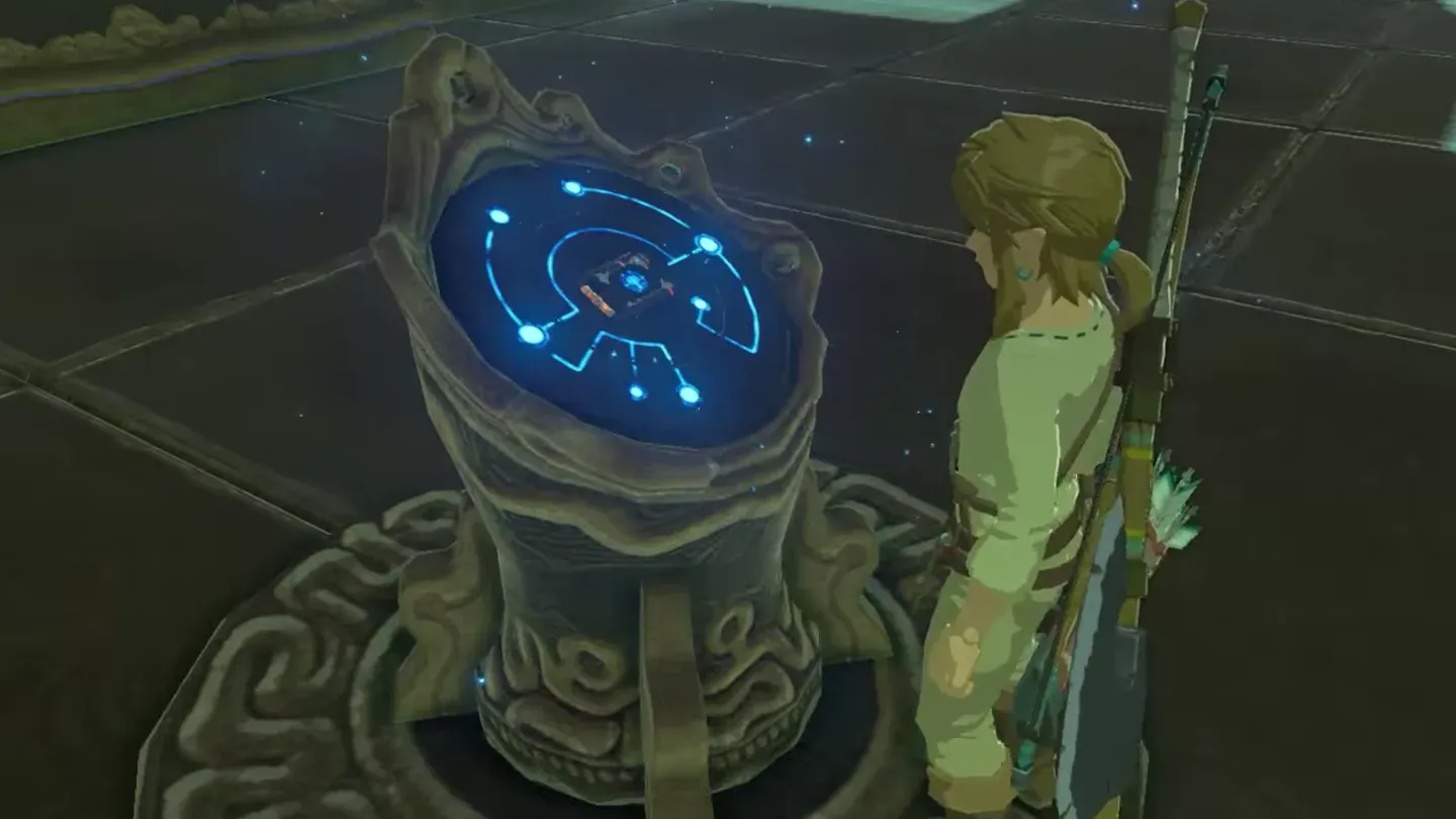 The pedestal screen turns blue after the rune is installed