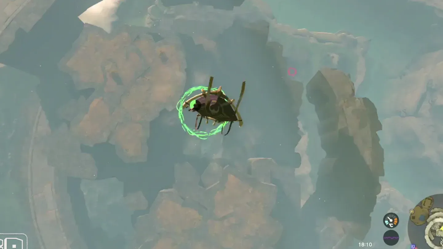 Link diving through a green ring between sky islands
