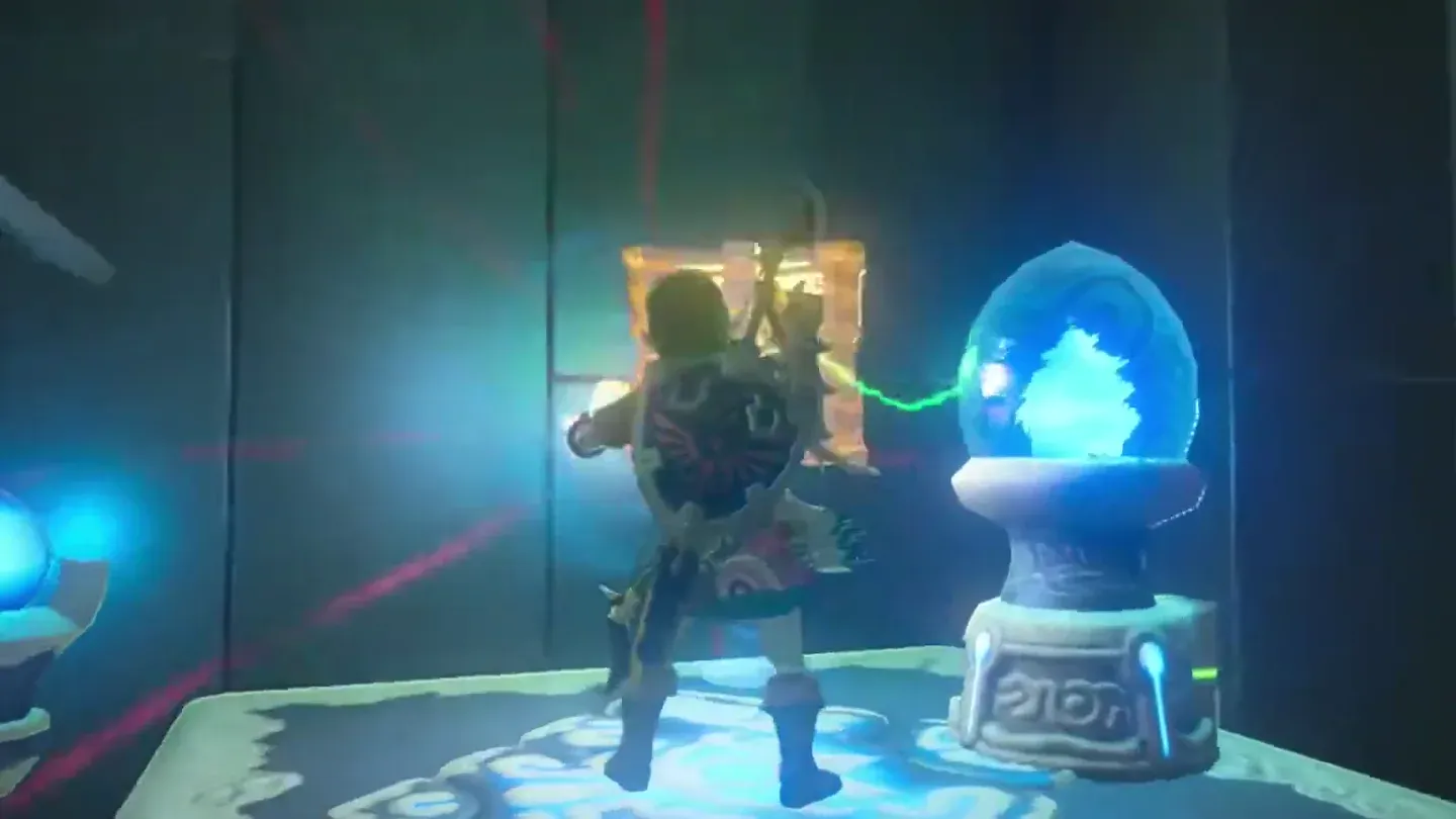 Link setting the metal cube beside the glowing bulb switch