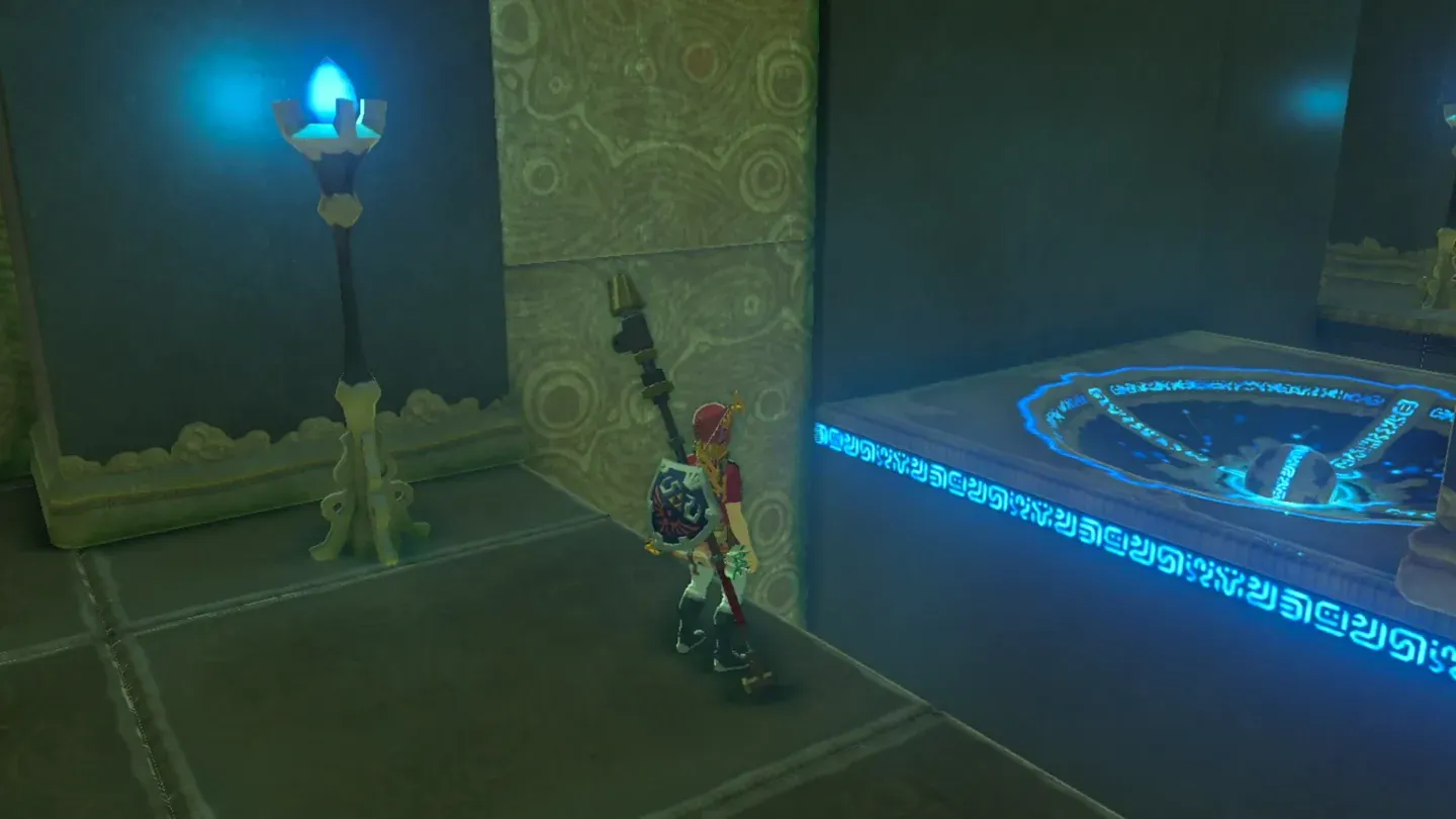 The socket glowing blue with the orb in place