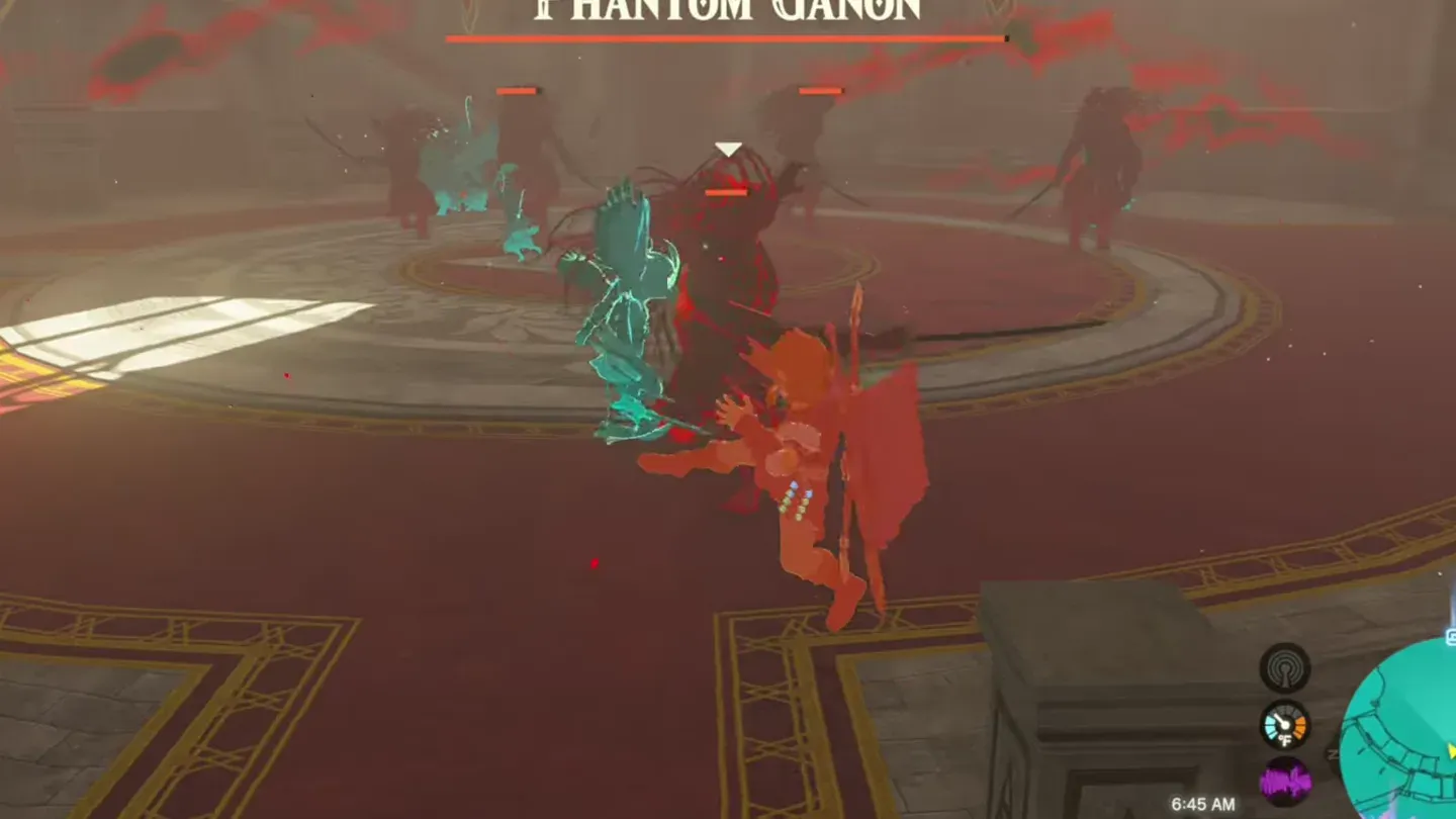 Link and a sage's avatar fighting several Phantom Ganons