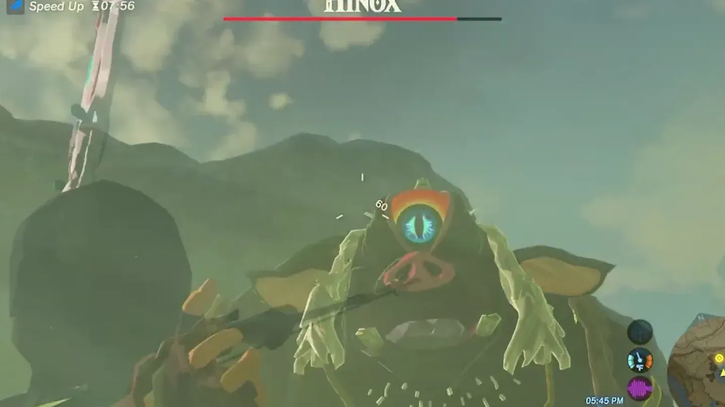 Link aiming at the Hinox's single eye