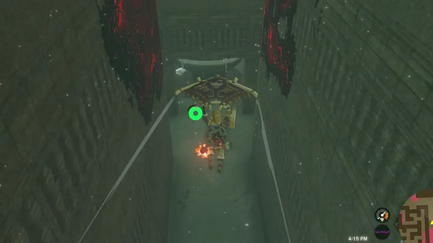 Link gliding along the corridor on the updraft
