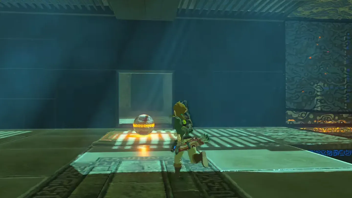 The glowing ball resting on its pad after the gate turns