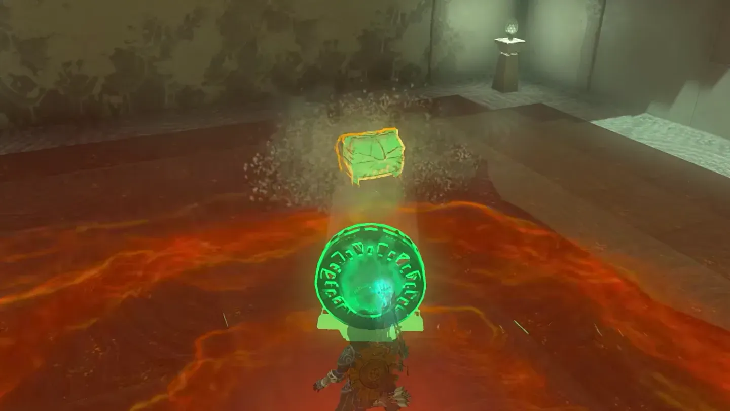 The fan blowing sand off a chest in the corner