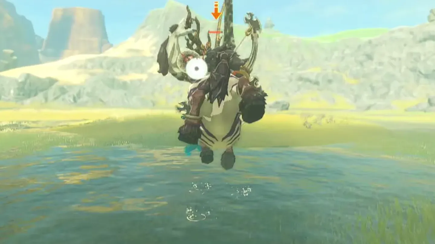 A Lynel reeling after an arrow to the head