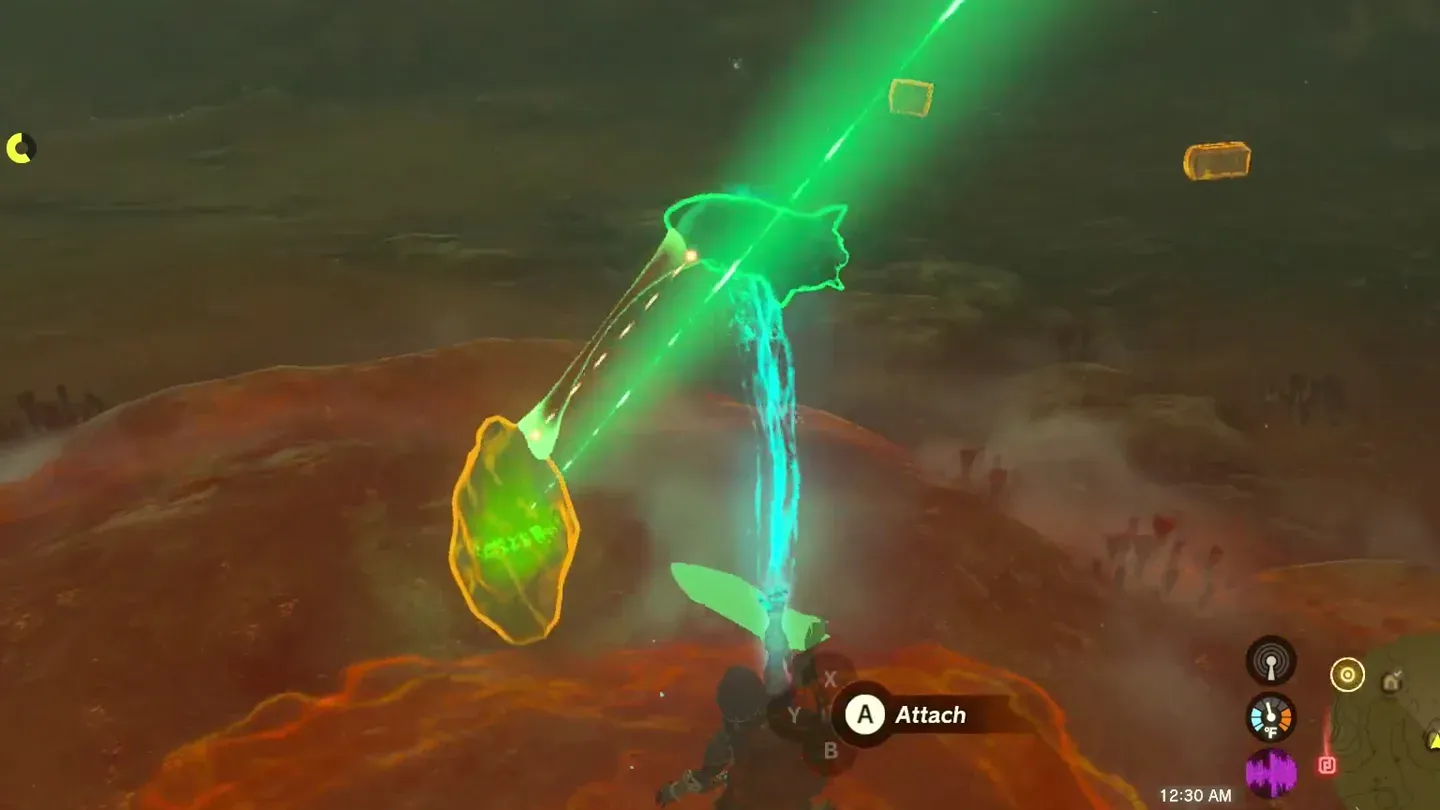 Ultrahand bringing a Rocket to the side of the green crystal
