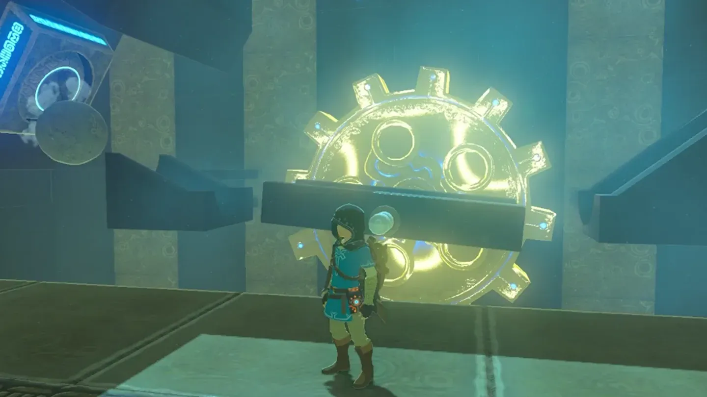 The next boulder crossing the frozen platform toward a blue switch