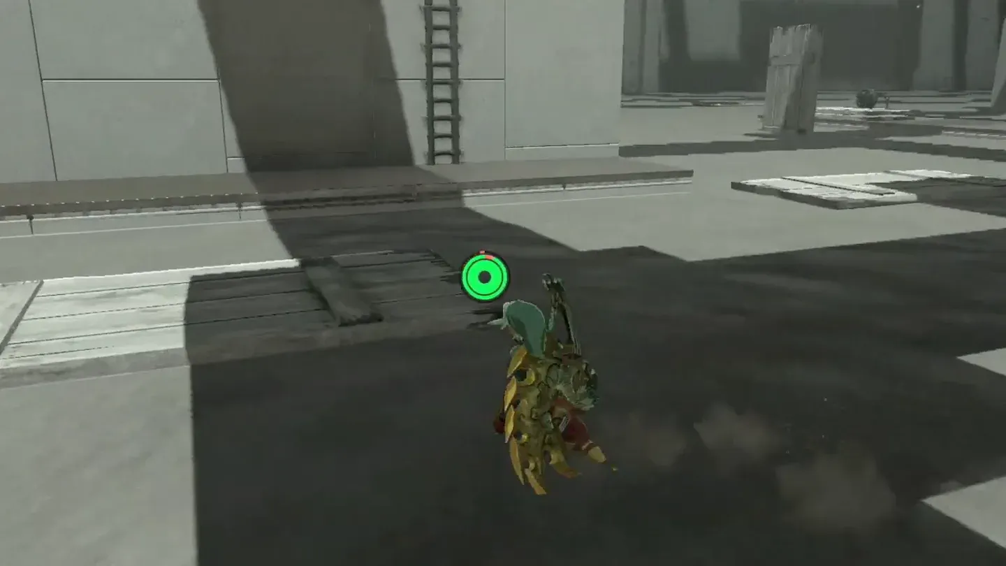 Link gliding down toward the standing panel
