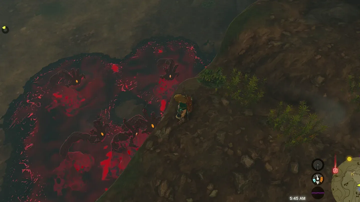 Red gloom spreading across the cave floor where the Gloom Hands live