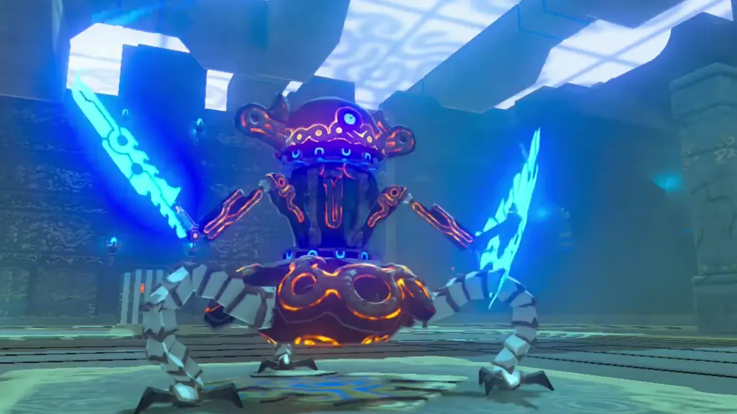 A Guardian Scout with two glowing blue blades in the arena