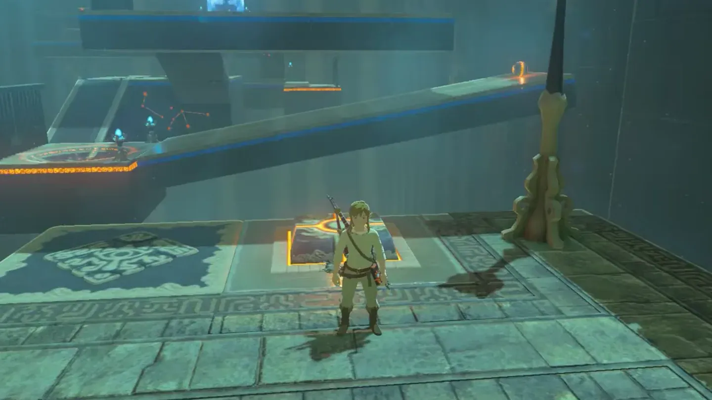 Link stepping off the middle switch as the ball nears the upper edge