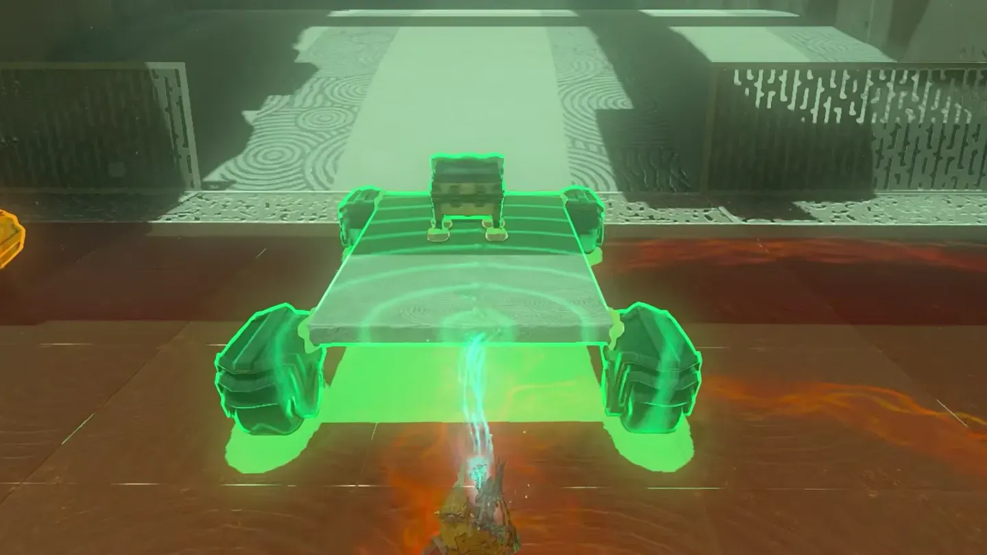 Link setting the vehicle down wheels-first facing the roller