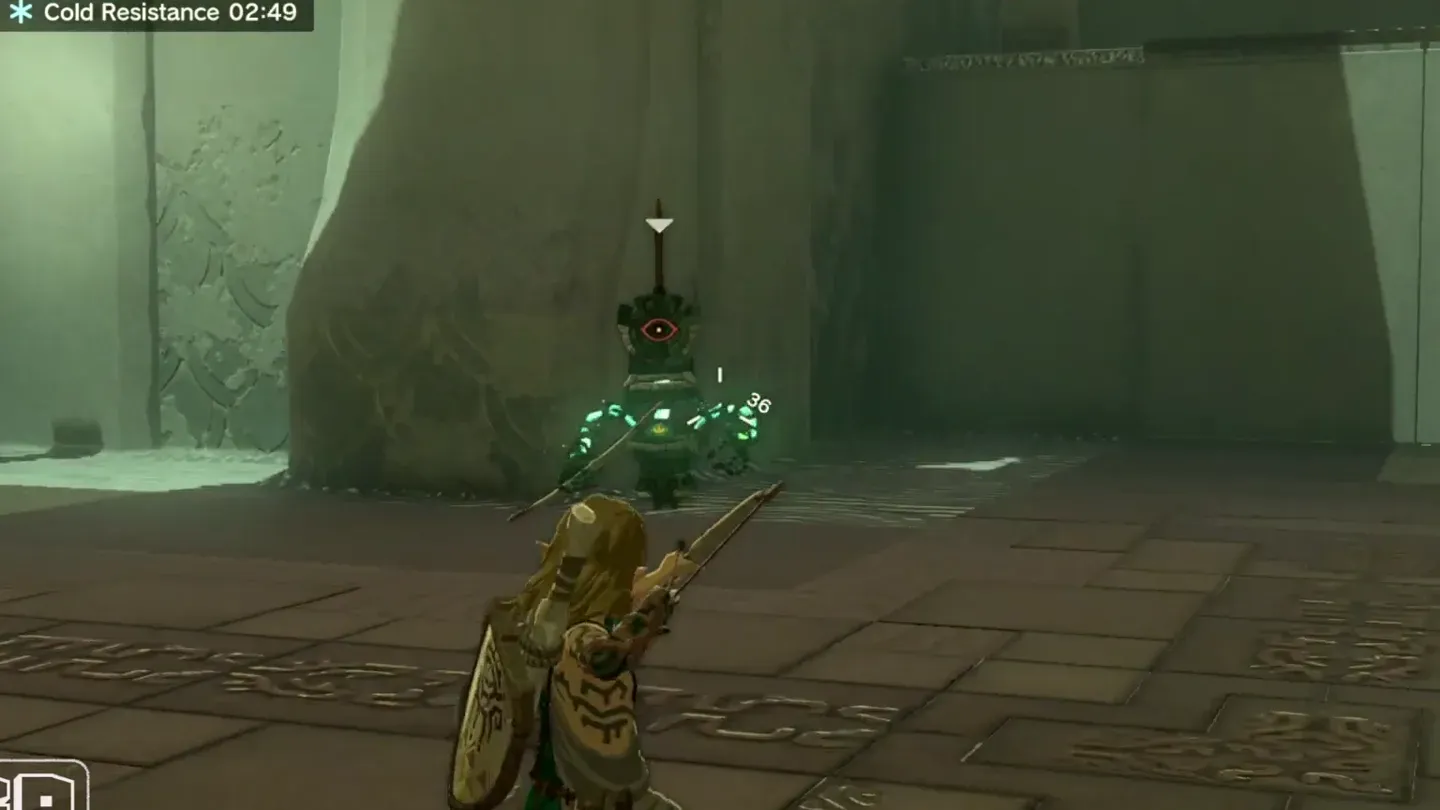 A Soldier Construct with a red eye facing Link