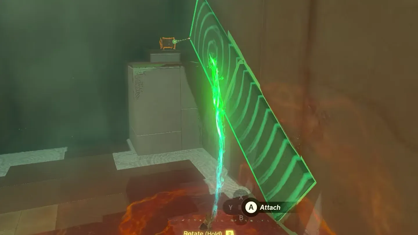 The long joined slab tilted against the corner ledge as a ramp