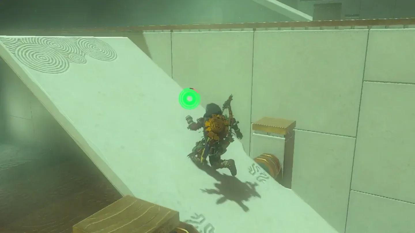 Link climbing the propped-up second ramp