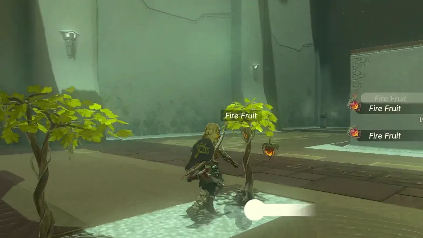 Link picking Fire Fruit from a tree