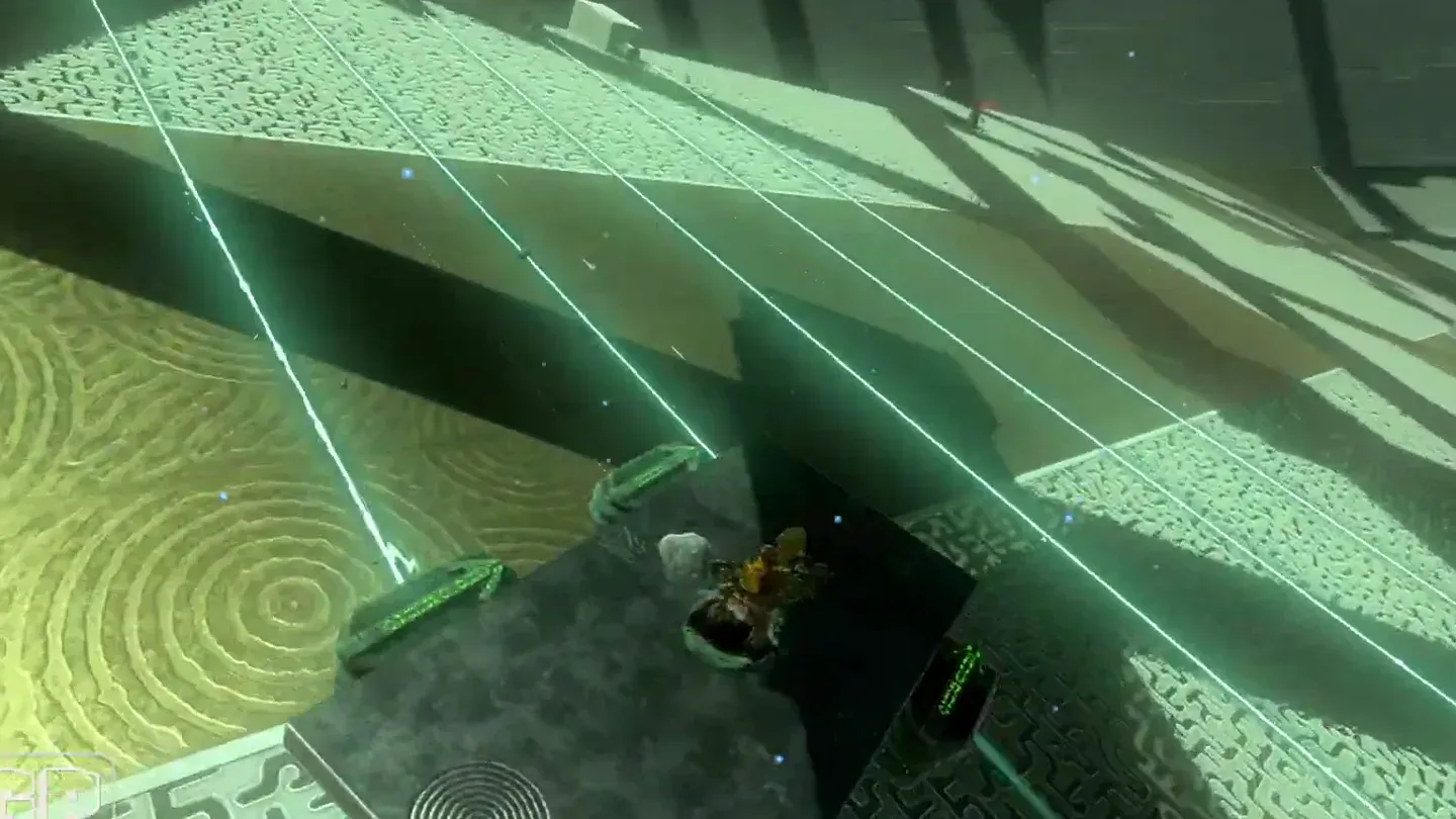 The vehicle rolling through the laser section