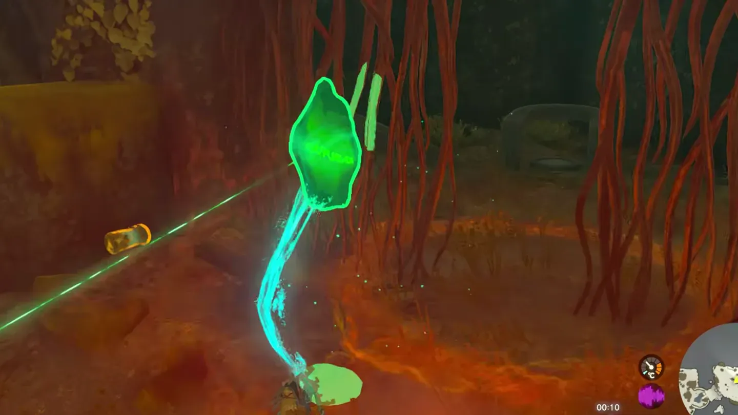 The green crystal lifted out from among the red vines