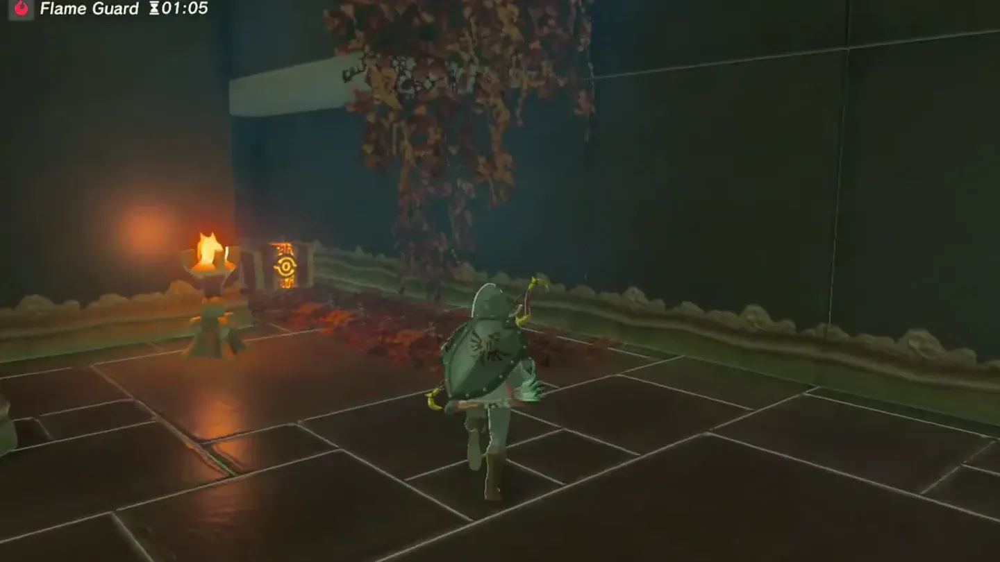 A treasure chest to the left as Link enters the second chamber