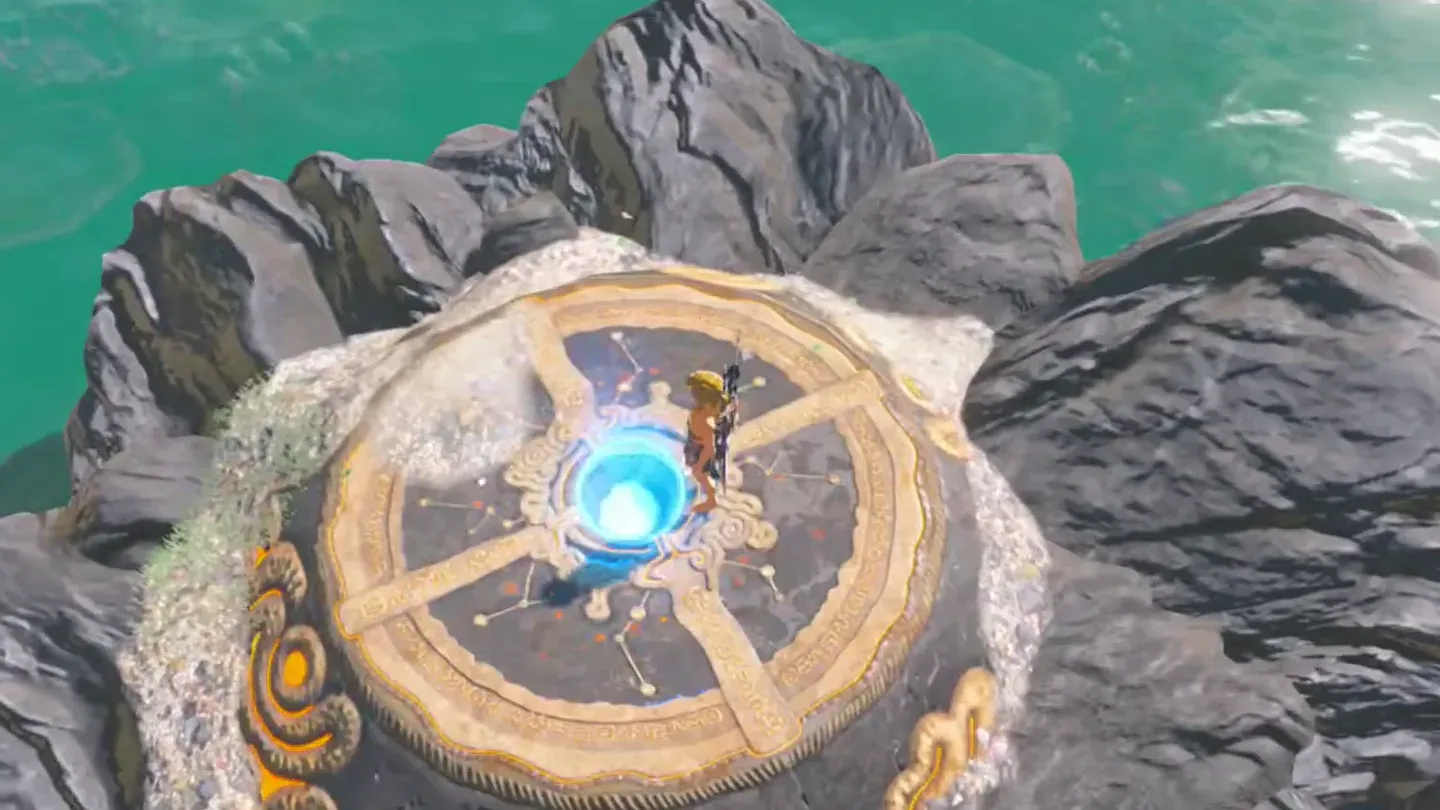 The orb set into the offshore altar, glowing blue