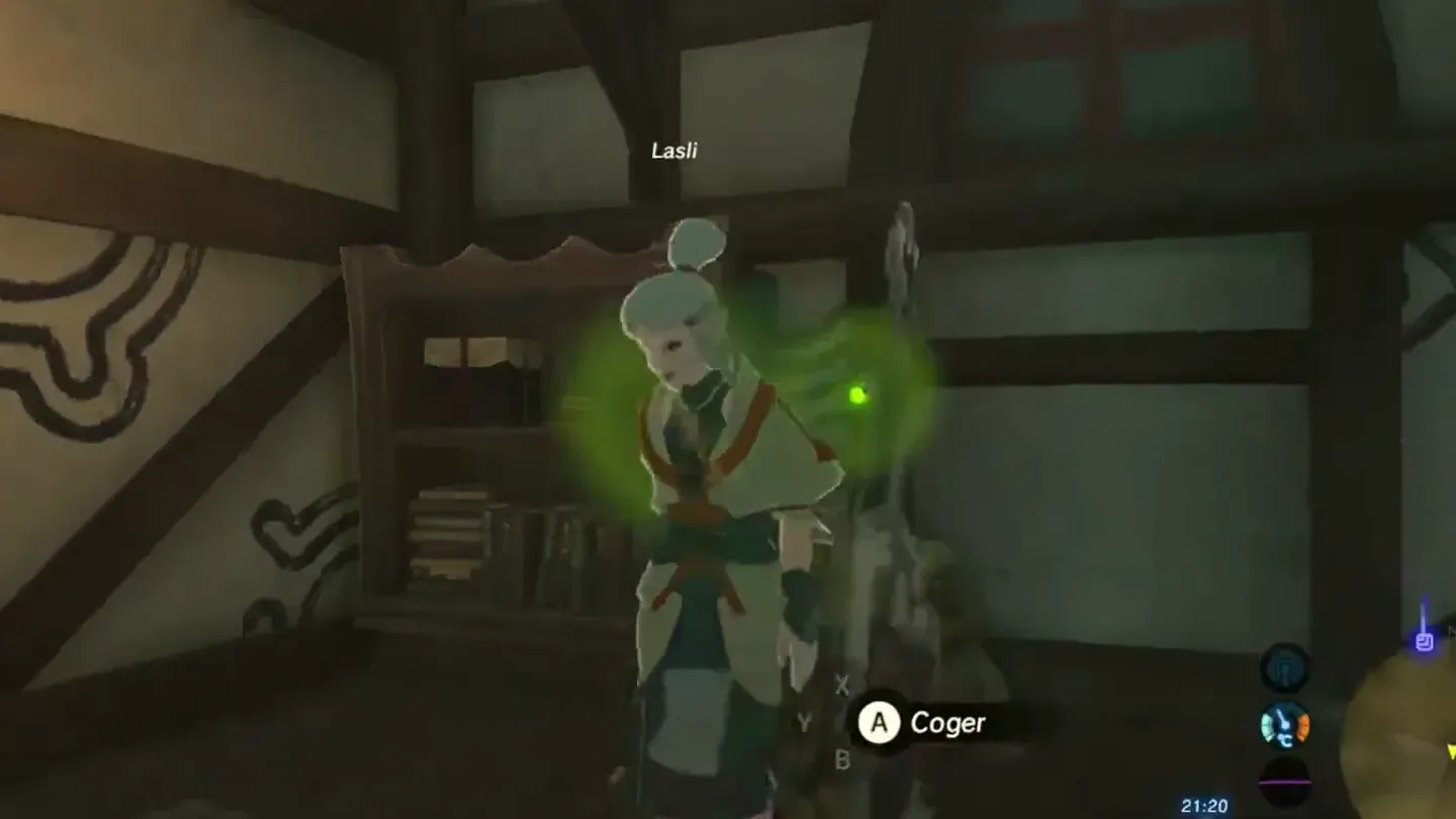 A released firefly glowing beside Lasli in her room at night