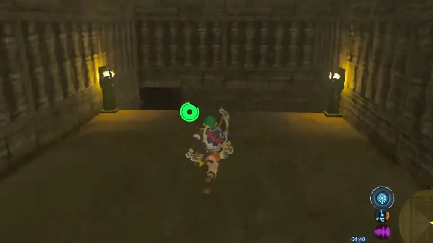 Link reaching the lit chamber at the center of the labyrinth