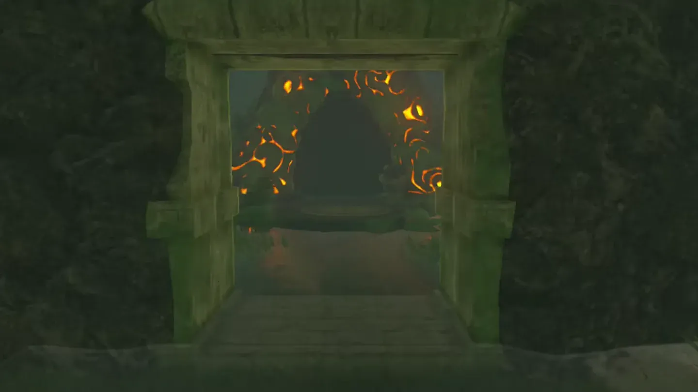 The doorway behind the Goddess Statue opened, showing the shrine glow