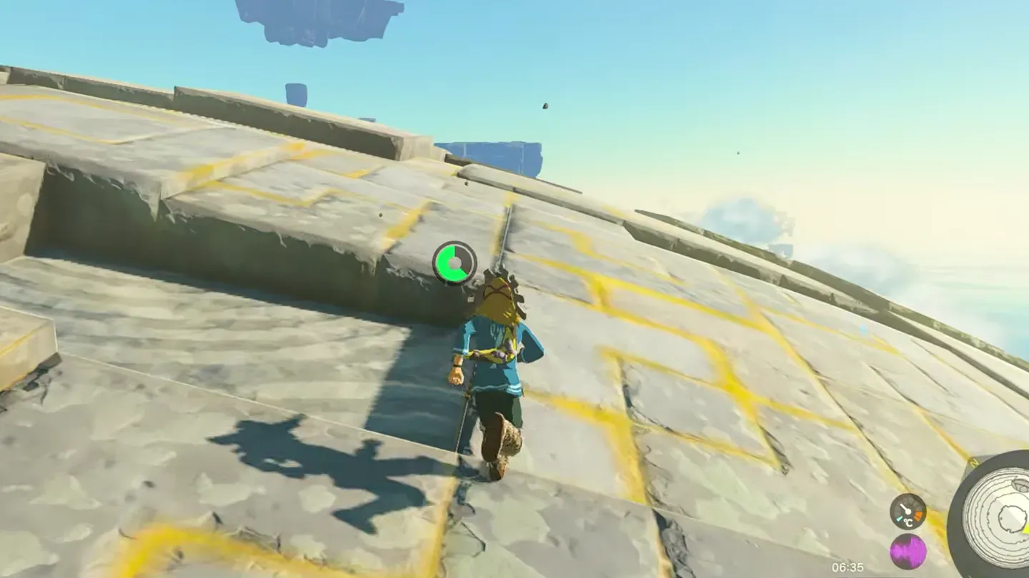 Link running across the curved surface of Starview Island