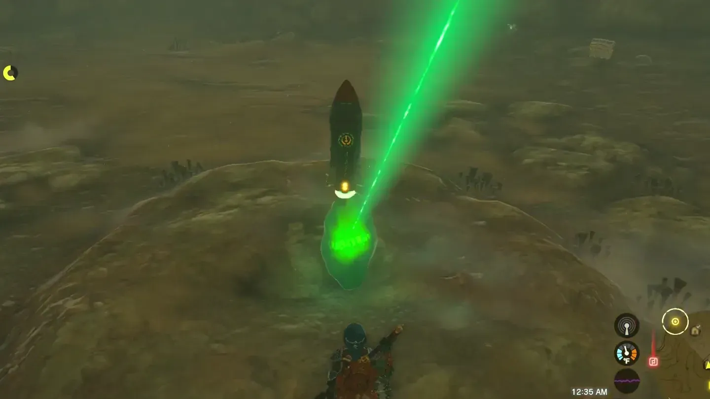 The crystal standing upright with a Rocket fixed on top
