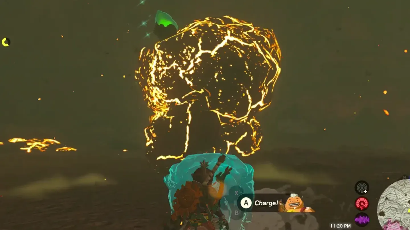 The Igneo Talus rising with the green crystal on its back