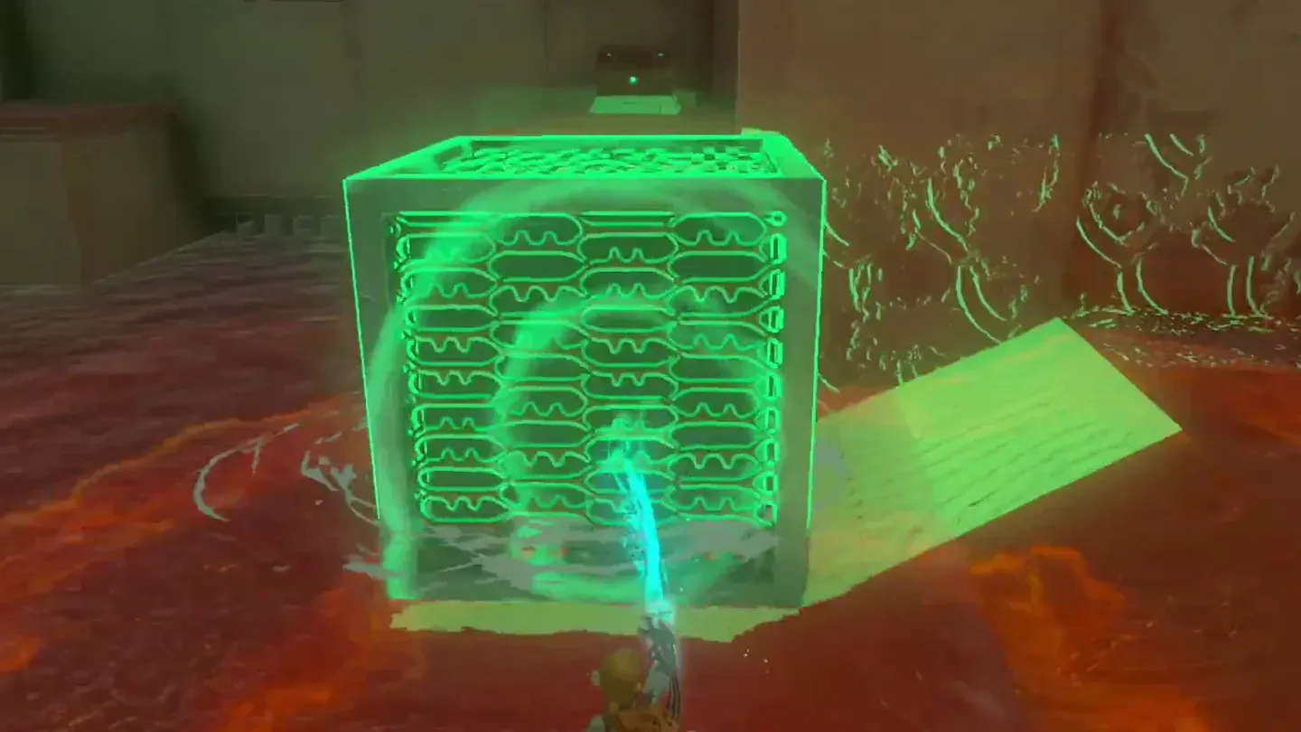 Ultrahand raising the box toward the exit above