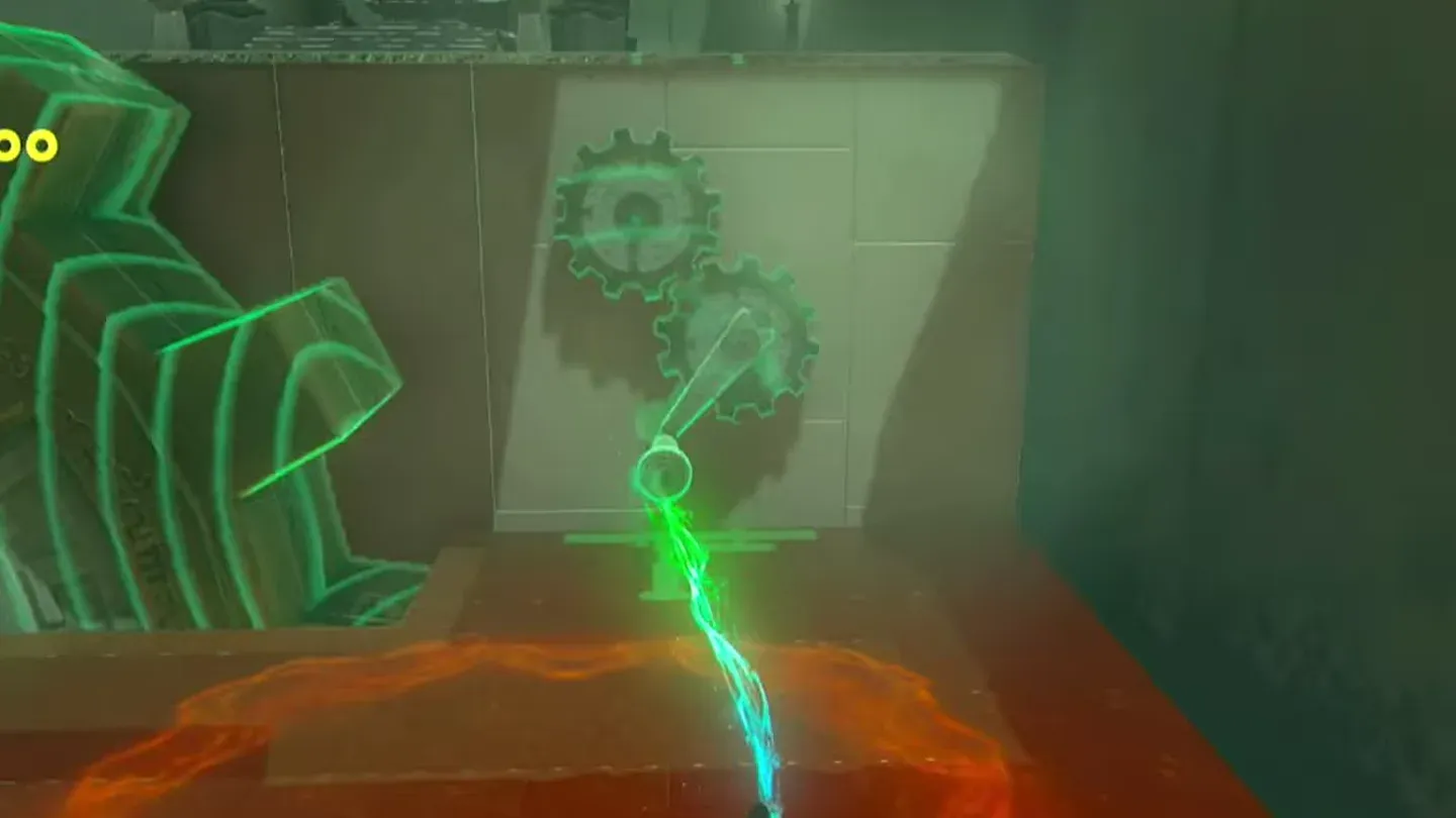 Ultrahand turning the knob attached to the small gears on the wall