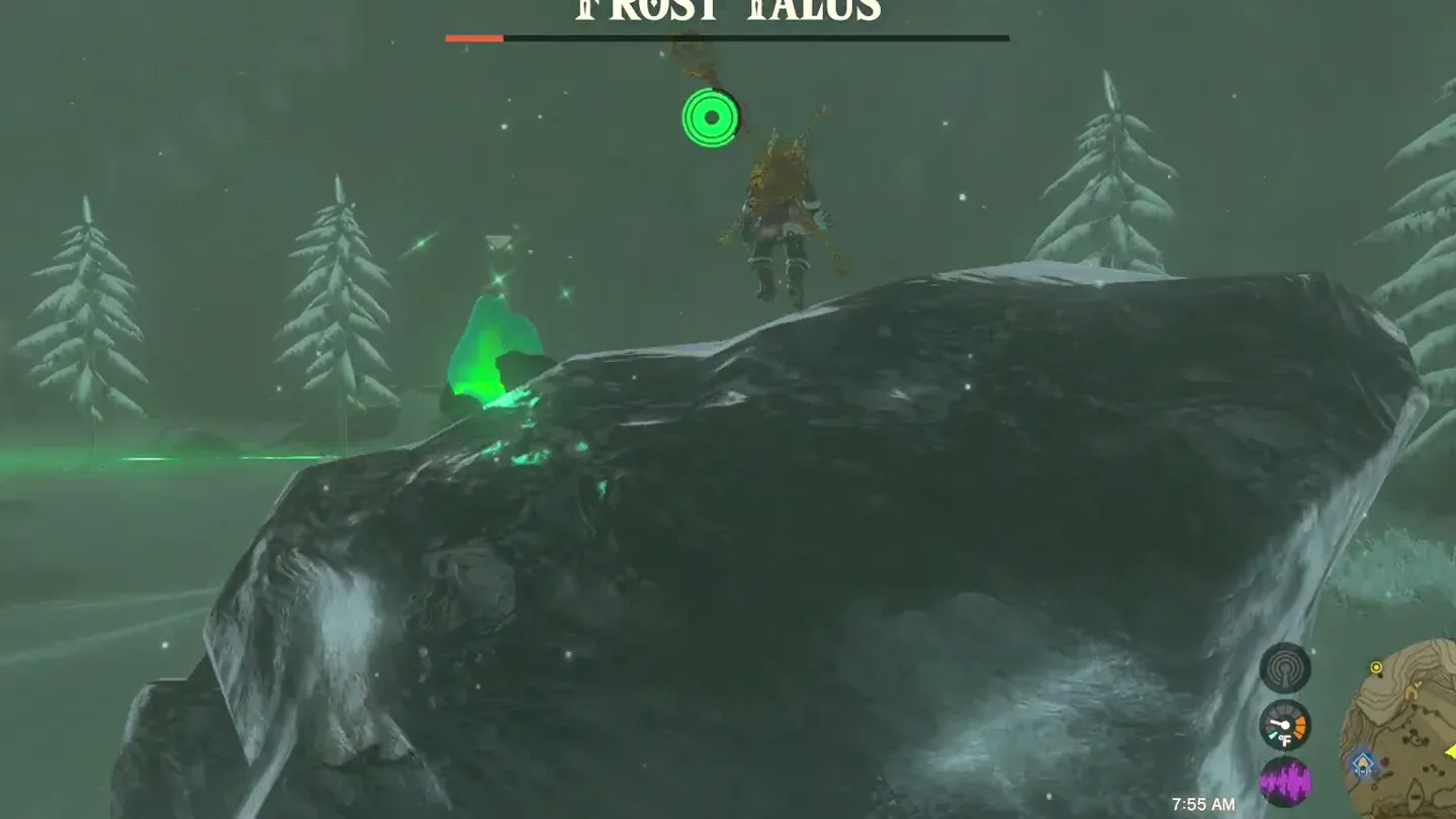 Link on top of the thawed Frost Talus next to the crystal