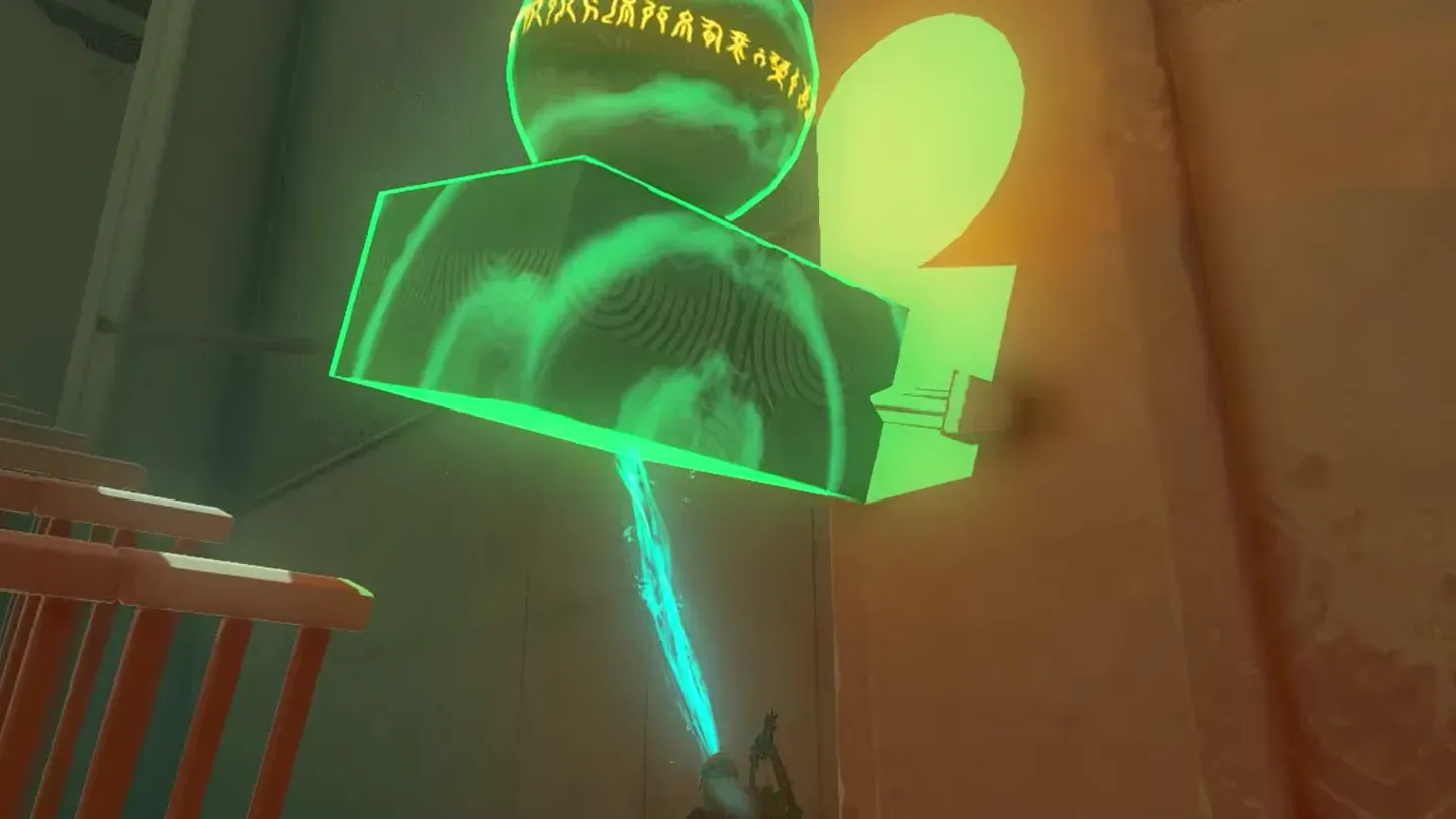 Ultrahand holding the thick stone slab with the orb on it