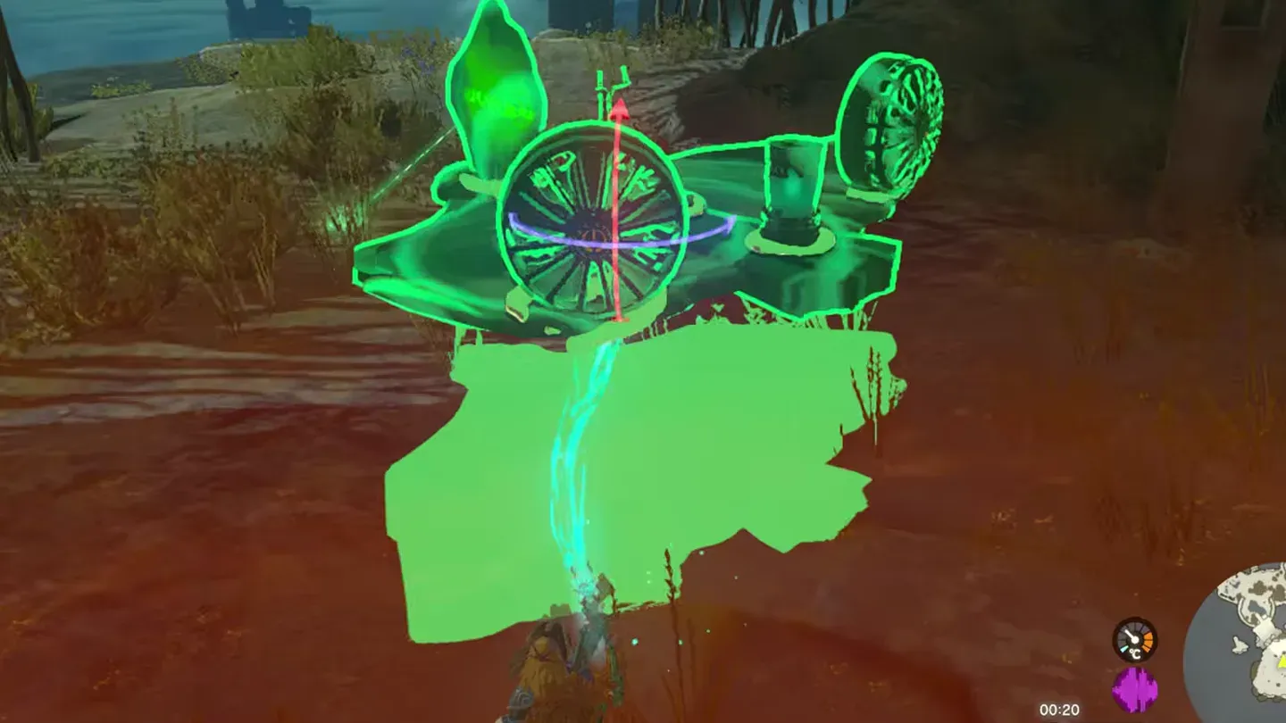 Ultrahand turning the assembled flying vehicle with the crystal on it