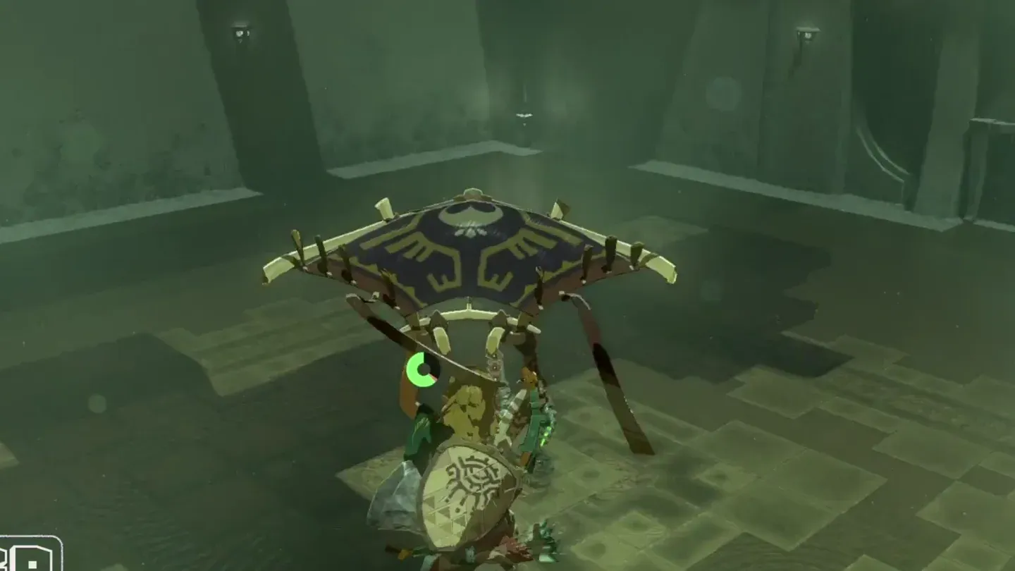 Link rising on the paraglider over a vent